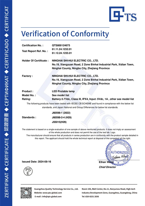 QTS800124675 LED Protable lamp PSE